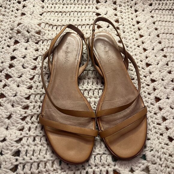 Madewell Heidi Slingback Sandals - Tan Leather Size 8 1/2 - Picture 1 of 7